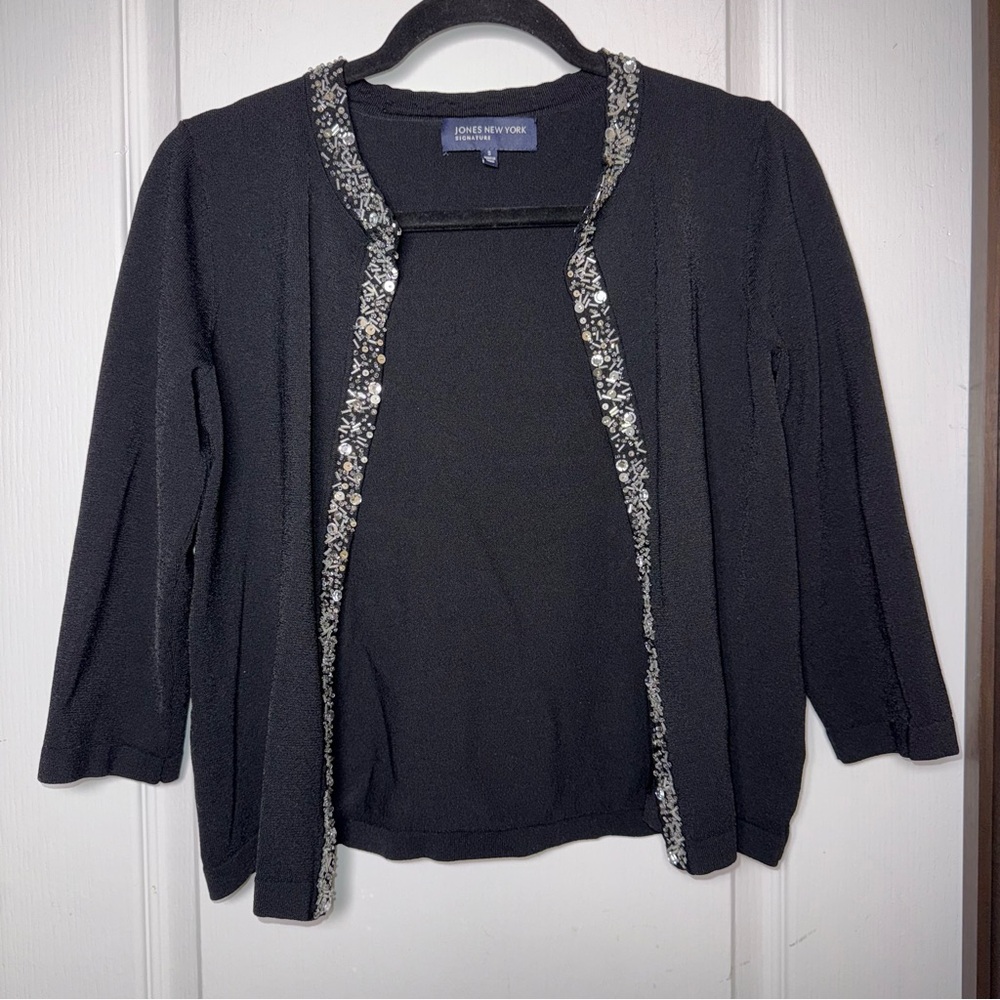 Jones New‎ York Black cardigan with Metallic Accents